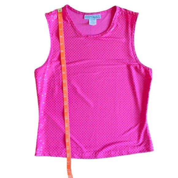 Vintage Self Esteem Sleeveless Tank,Pink w Red Vinyl Dots,Large (measures small) - Picture 6 of 7